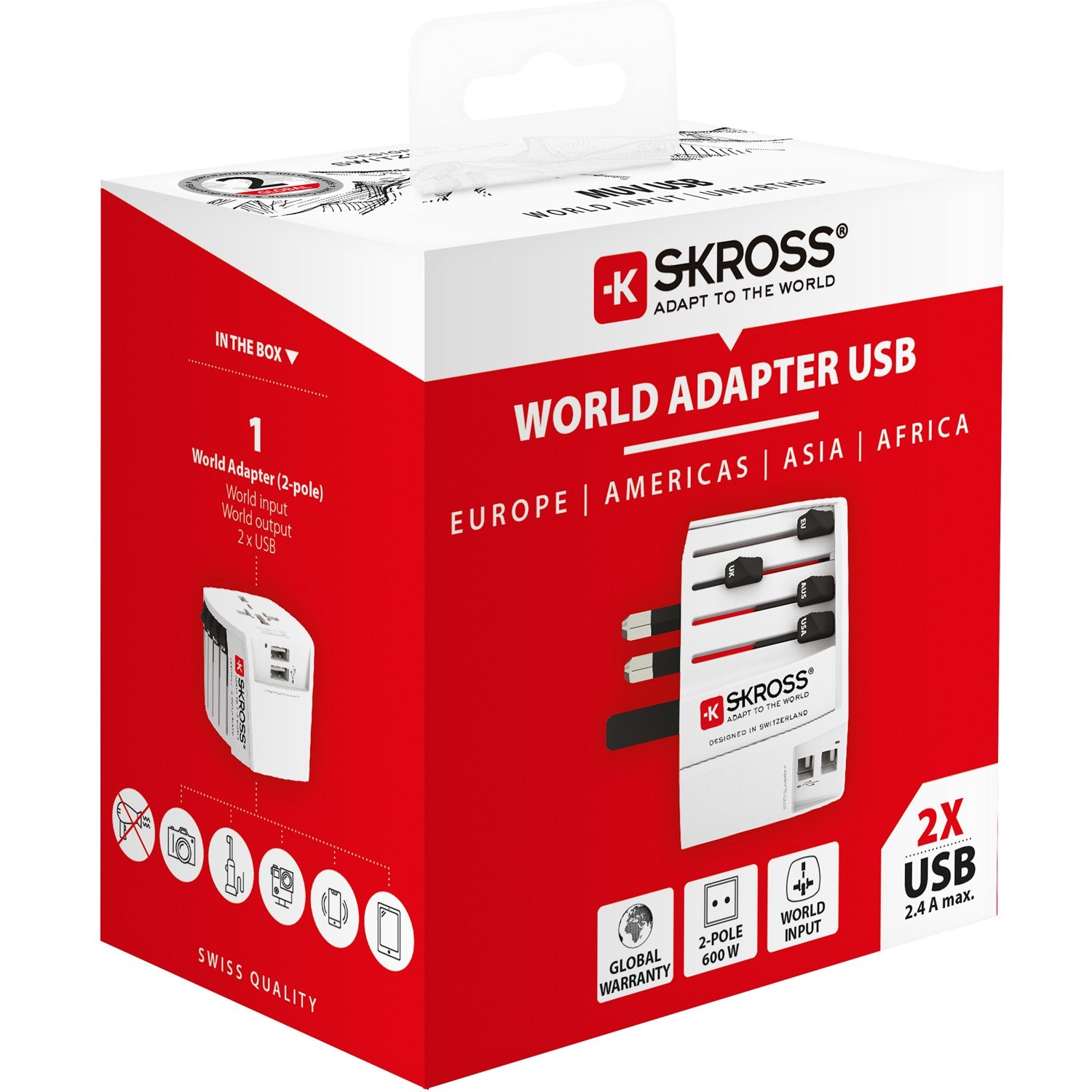 World travel adapter MUV USB 12W Ungrounded