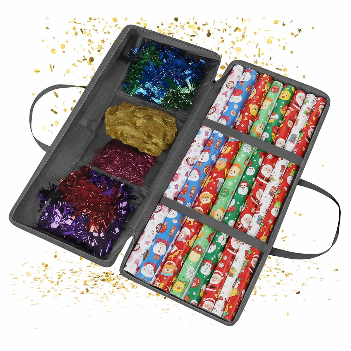 Wrapping Paper Storage Bag with Mesh Pockets