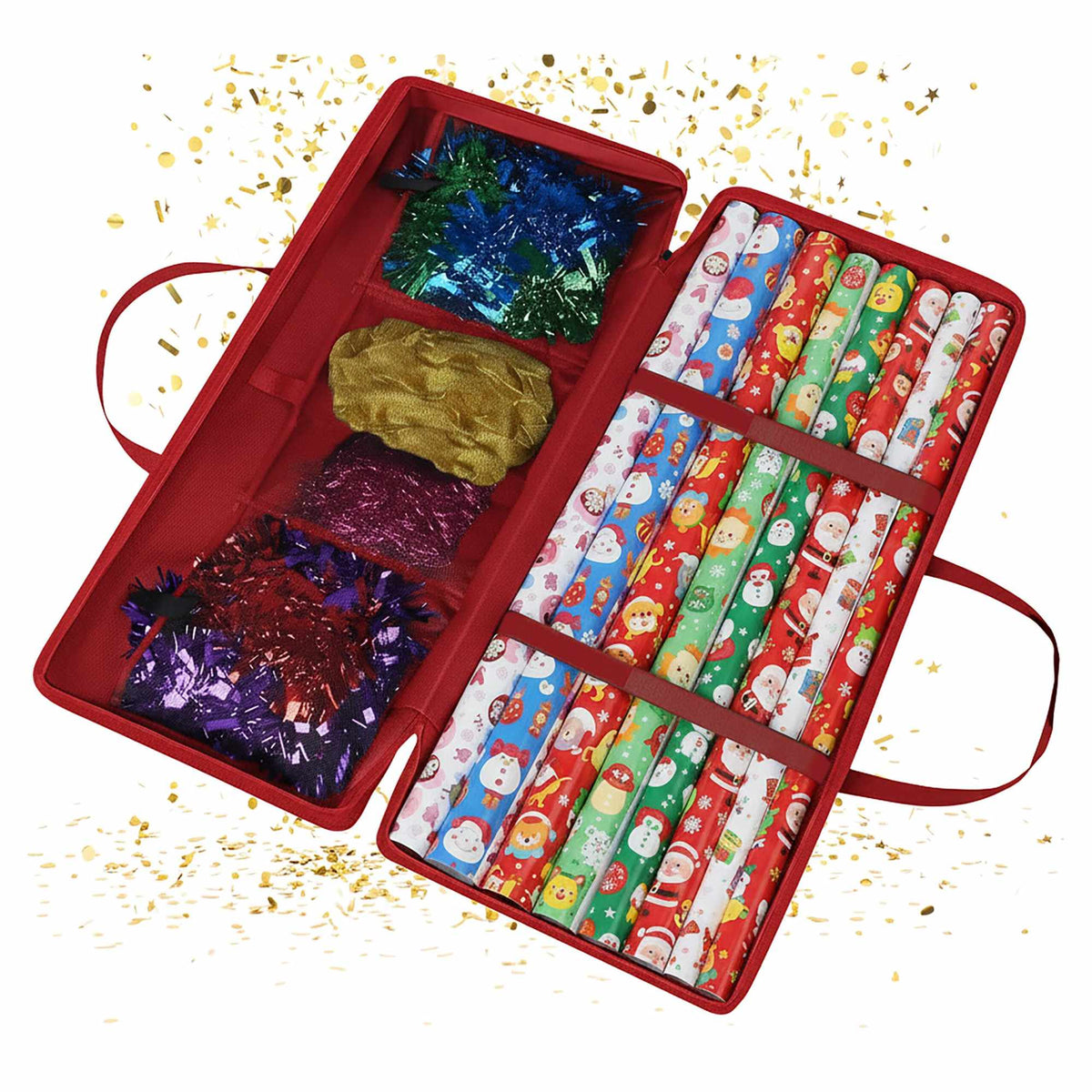 Wrapping Paper Storage Bag with Mesh Pockets