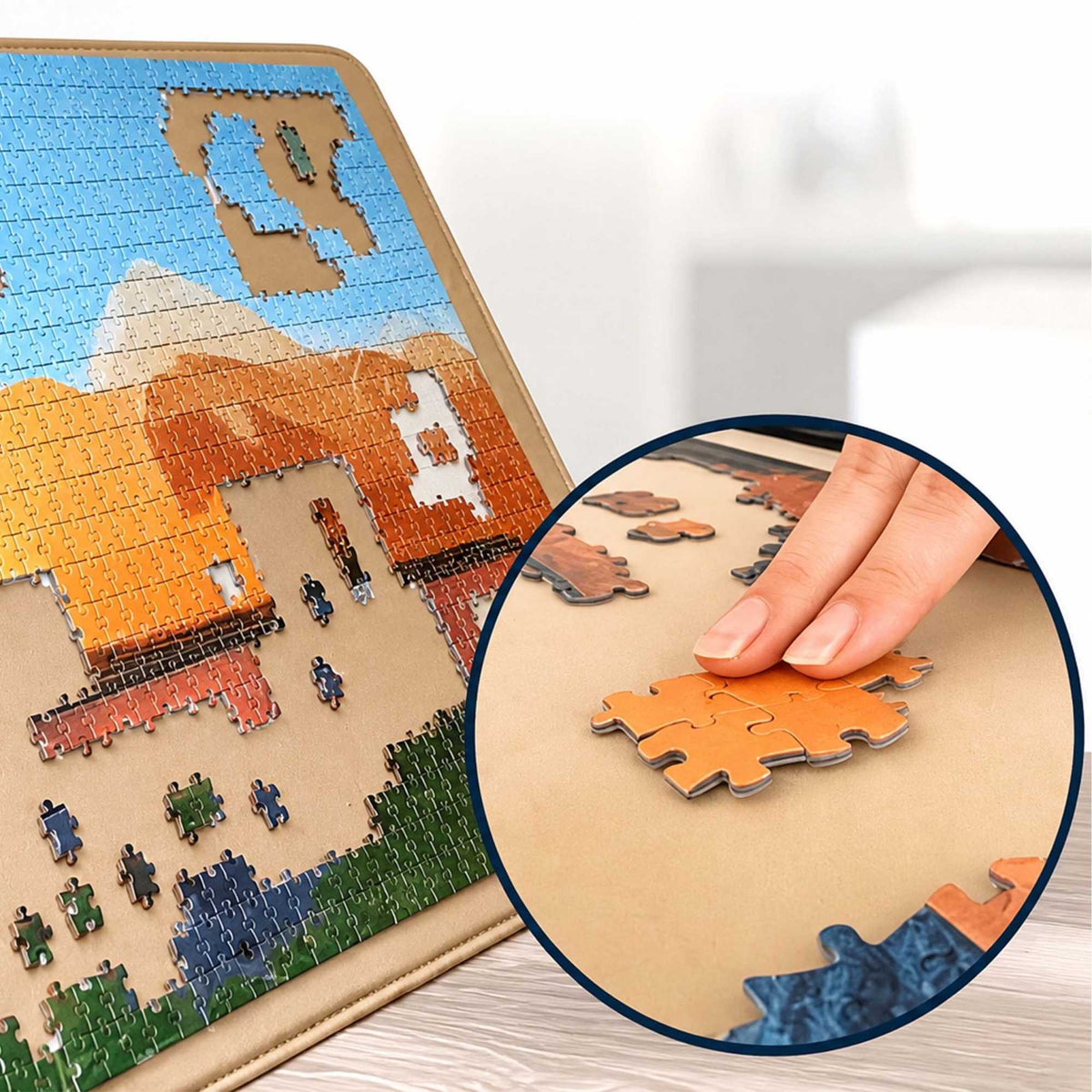 XL Puzzle Case with Handle – Non-Slip, 2 Trays