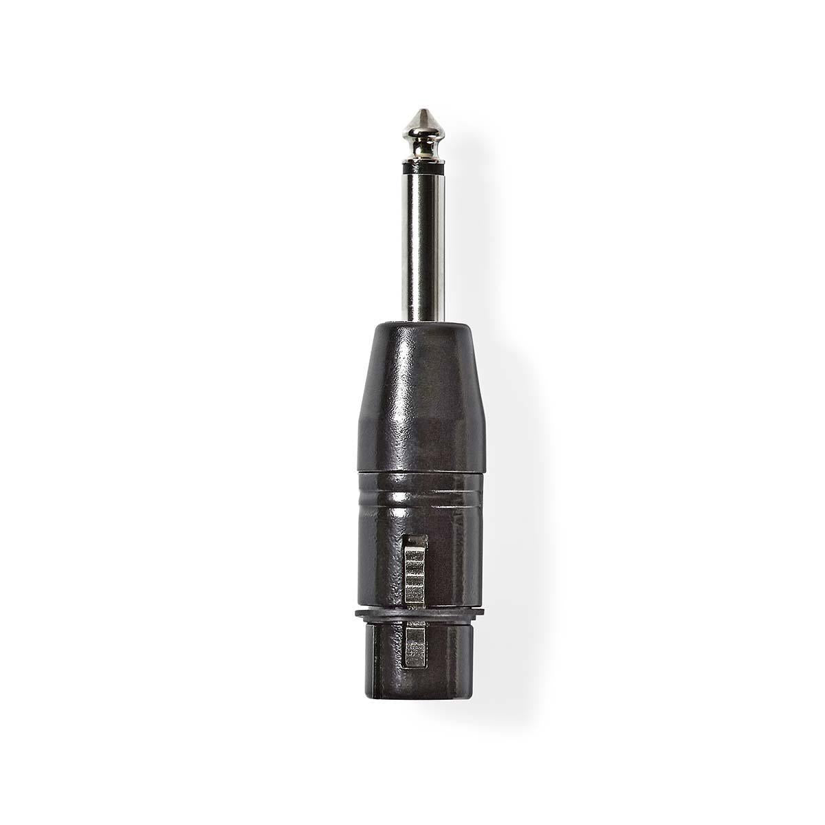 XLR Adapter | XLR 3-pin female | 6.35 mm Male | Nickel Plated | Straight | Metal | Black | 1 pc. | Plastic bag