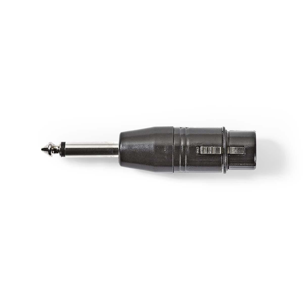 XLR Adapter | XLR 3-pin female | 6.35 mm Male | Nickel Plated | Straight | Metal | Black | 1 pc. | Plastic bag
