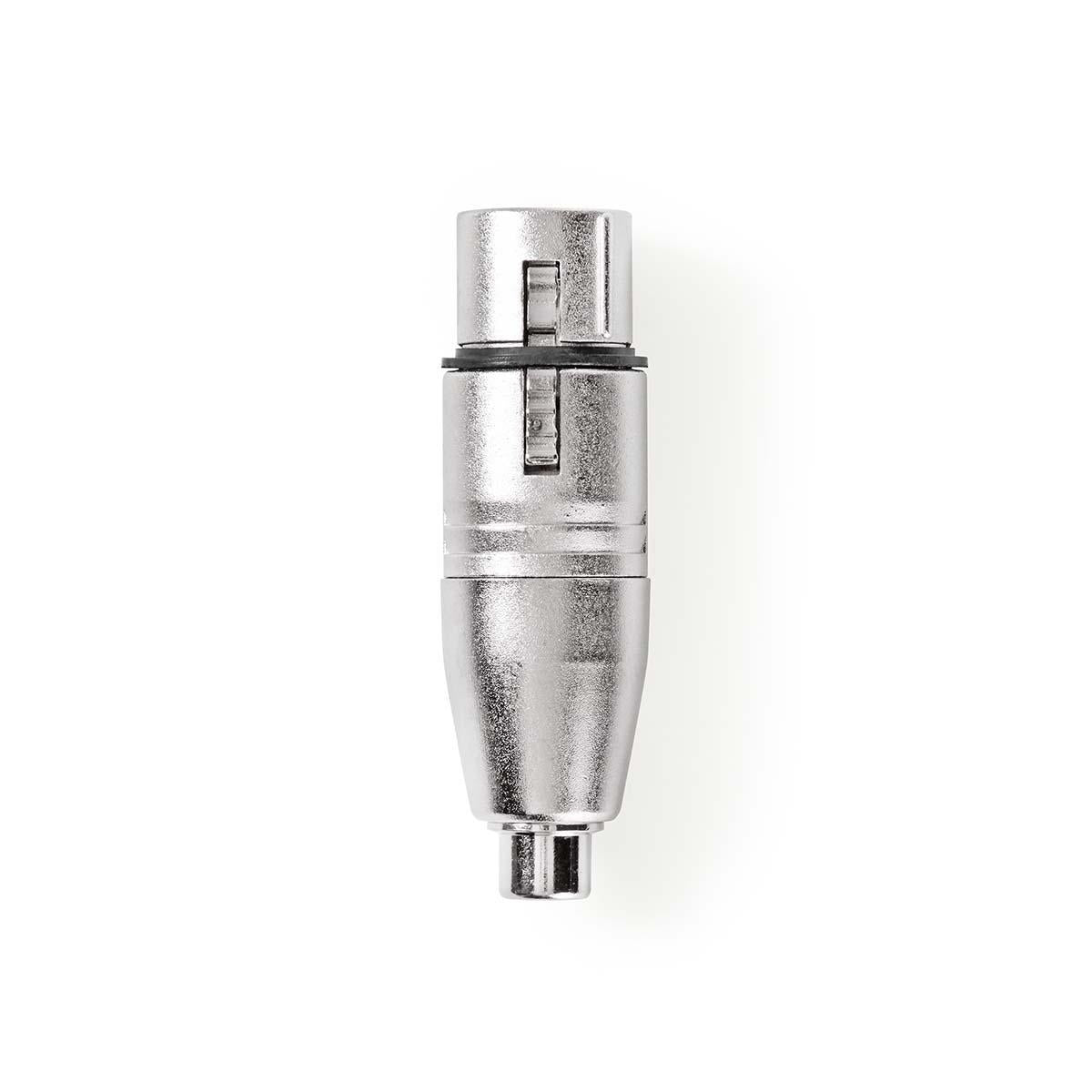 XLR Adapter | XLR 3-pin female | RCA Female | Nickel Plated | Straight | Metal | Silver | 10 pieces. | Plastic bag