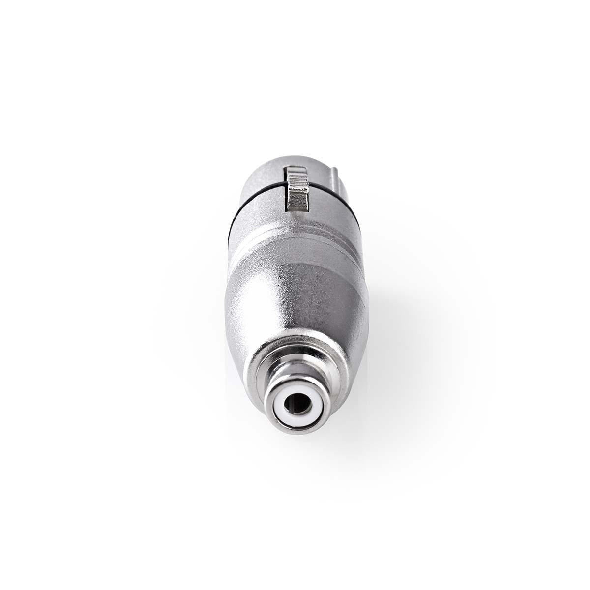 XLR Adapter | XLR 3-pin female | RCA Female | Nickel Plated | Straight | Metal | Silver | 10 pieces. | Plastic bag