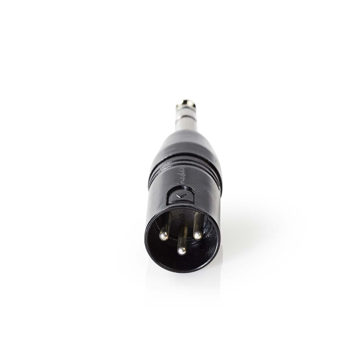 XLR Adapter | XLR 3-pin male | 6.35 mm Male | Nickel Plated | Straight | Metal | Black | 1 pc. | Plastic bag