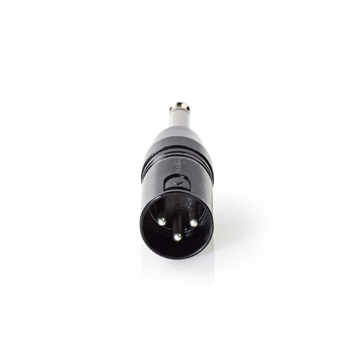 XLR Adapter | XLR 3-pin male | 6.35 mm Male | Nickel Plated | Straight | Metal | Black | 1 pc. | Plastic bag
