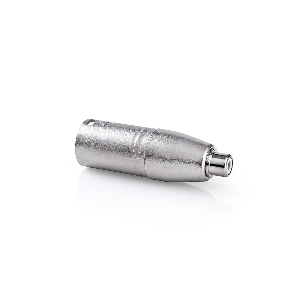 XLR Adapter | XLR 3-pin male | RCA Female | Nickel Plated | Straight | Metal | Silver | 10 pieces. | Envelope
