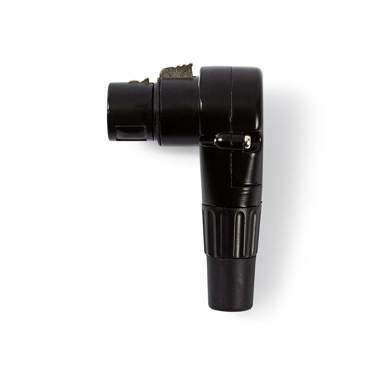 XLR connector | Angled | Female | Nickel Plated | Soldering | Cable input diameter: 5.0 mm | Metal | Black | 1 pc. | Plastic bag