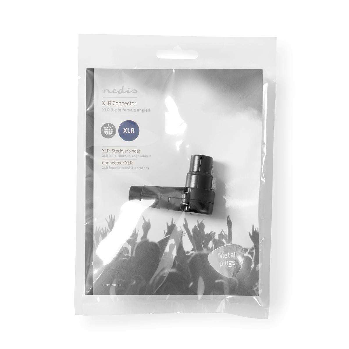 XLR connector | Angled | Female | Nickel Plated | Soldering | Cable input diameter: 5.0 mm | Metal | Black | 1 pc. | Plastic bag