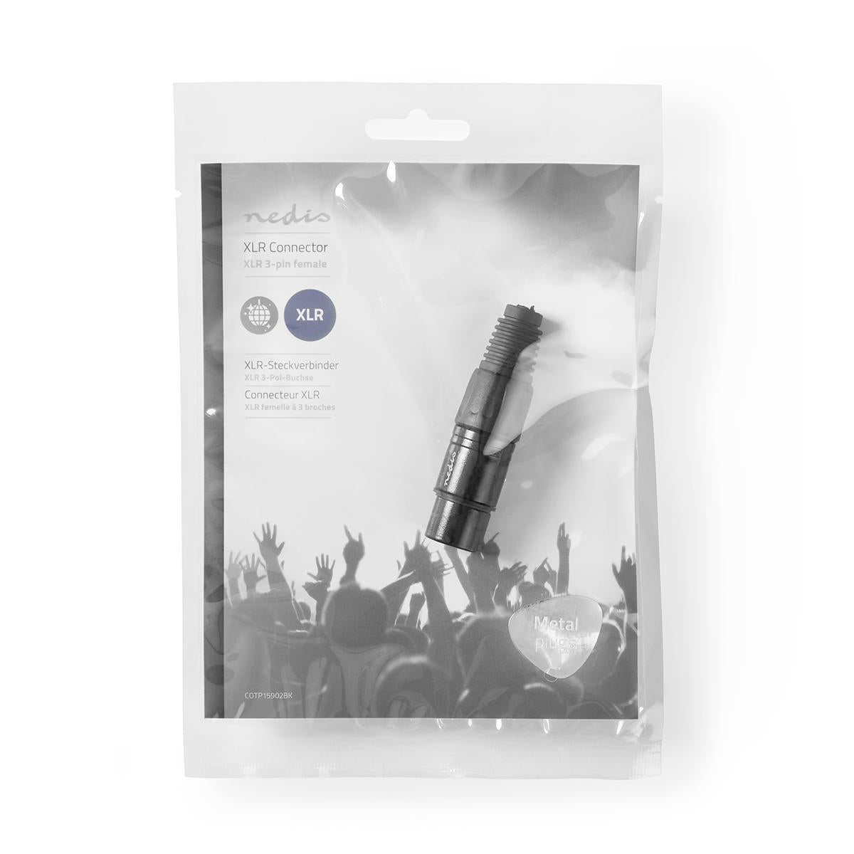 XLR connector | Straight | Female | Nickel Plated | Soldering | Cable input diameter: 5.0 mm | Metal | Black | 1 pc. | Plastic bag