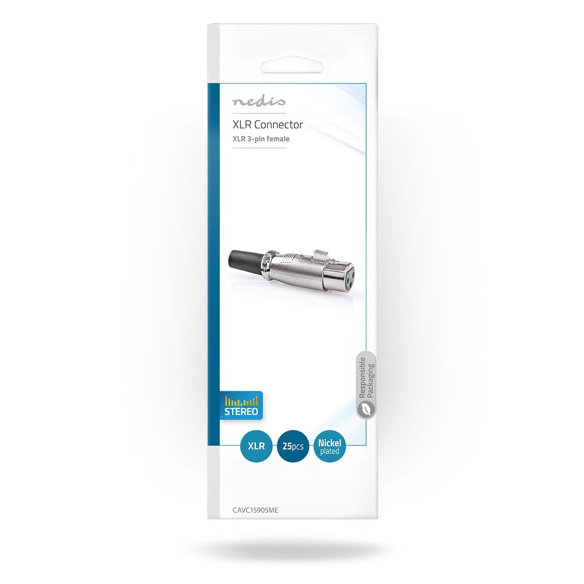 XLR connector | Straight | Female | Nickel Plated | Soldering | Cable input diameter: 7.0 mm | Metal | Silver | 25 pcs. | Envelope