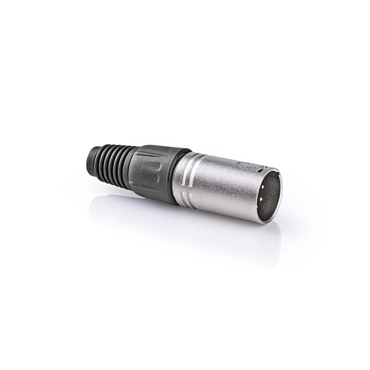 XLR connector | Straight | Male | Nickel Plated | Protective cover | Cable input diameter: 7.0 mm | Metal | Silver | 10 pieces. | Plastic bag
