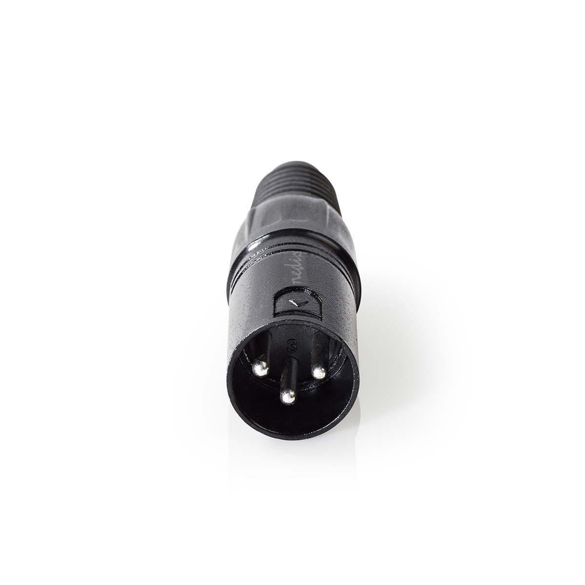 XLR connector | Straight | Male | Nickel Plated | Soldering | Cable input diameter: 5.0 mm | Metal | Black | 1 pc. | Plastic bag