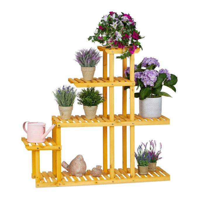 XL wooden plant stand with 5 levels