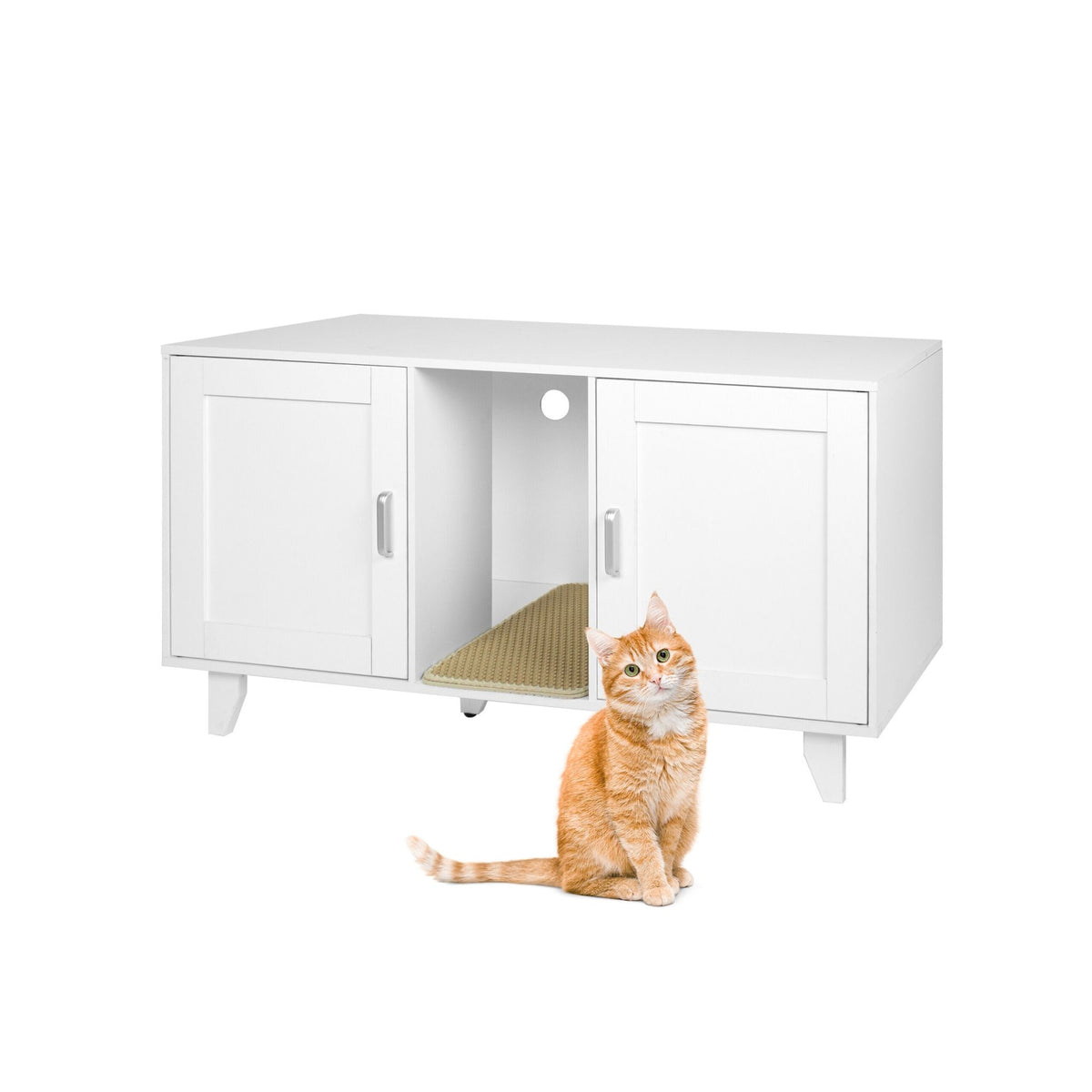 XXL Cat Litter Cabinet with Mat – Dual Compartment