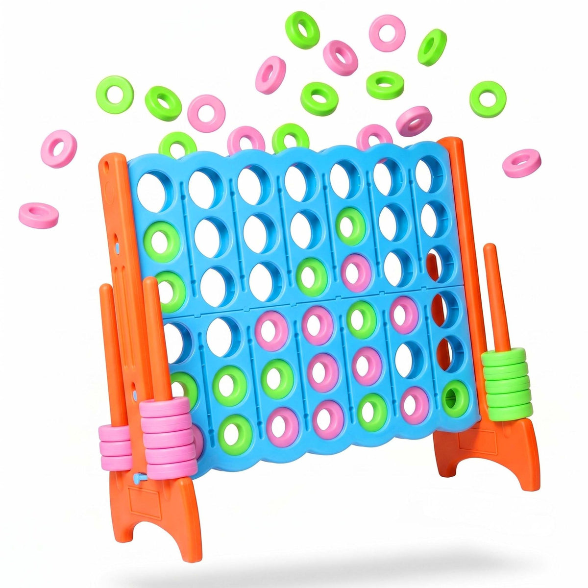 XXL Connect Four Game – Light Blue-Orange, Plastic