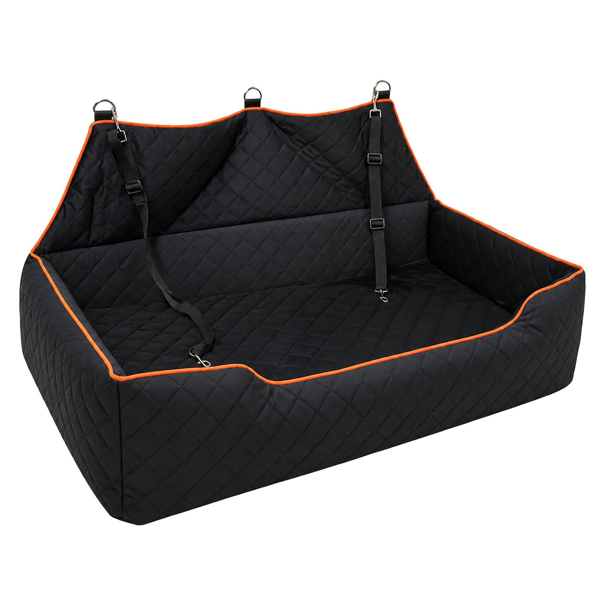 XXL Dog Car Seat, Velvet, Black/Orange, 2-in-1 Design