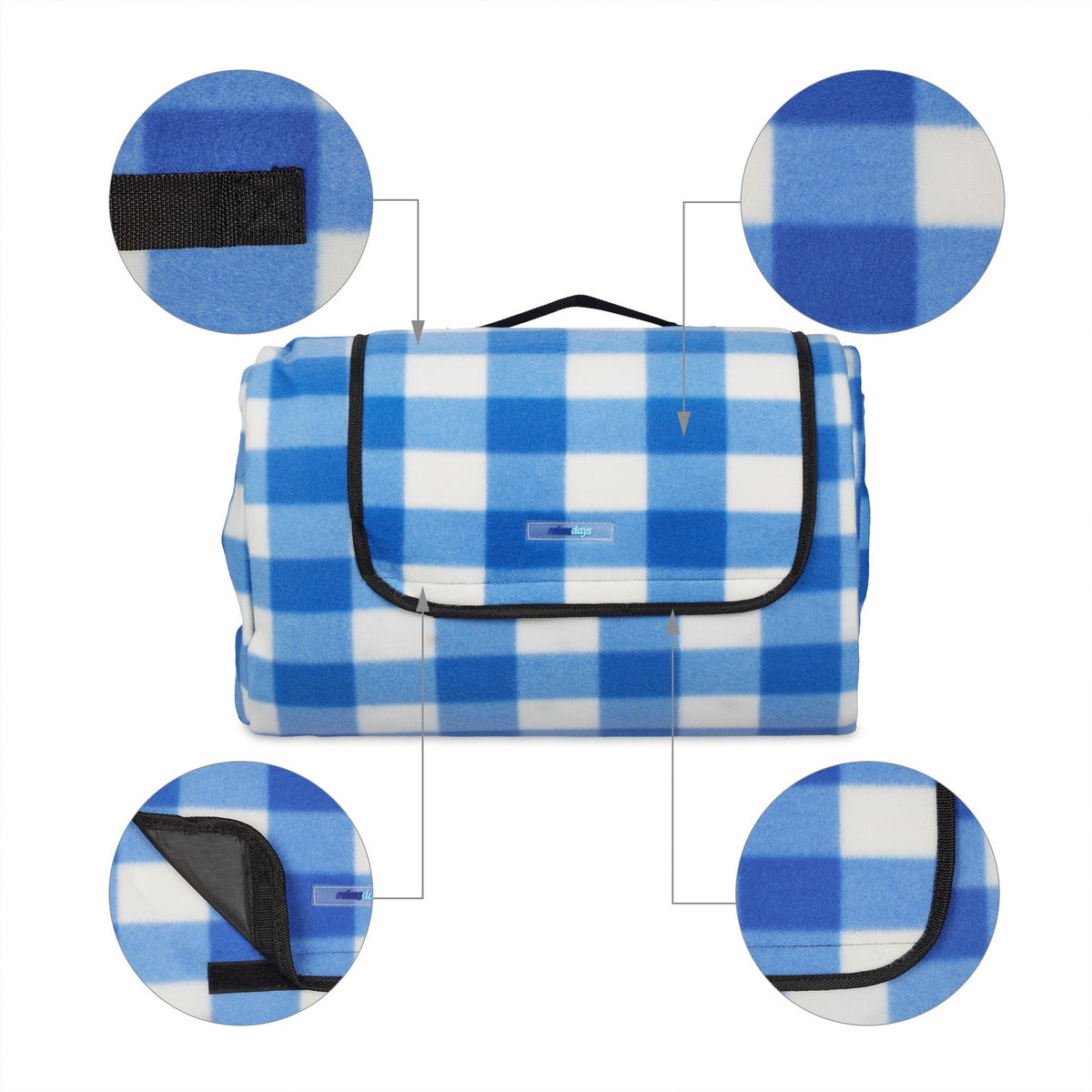 XXL Picnic blanket blue and white checkered