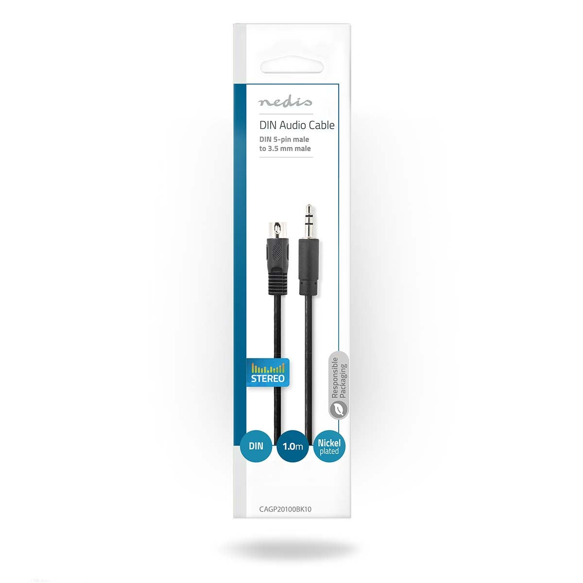 YOUR audio cable | DIN 5-Pin Male | 3.5 mm Male | Nickel plated | 1.00 m | Round | PVC | Black | Envelope