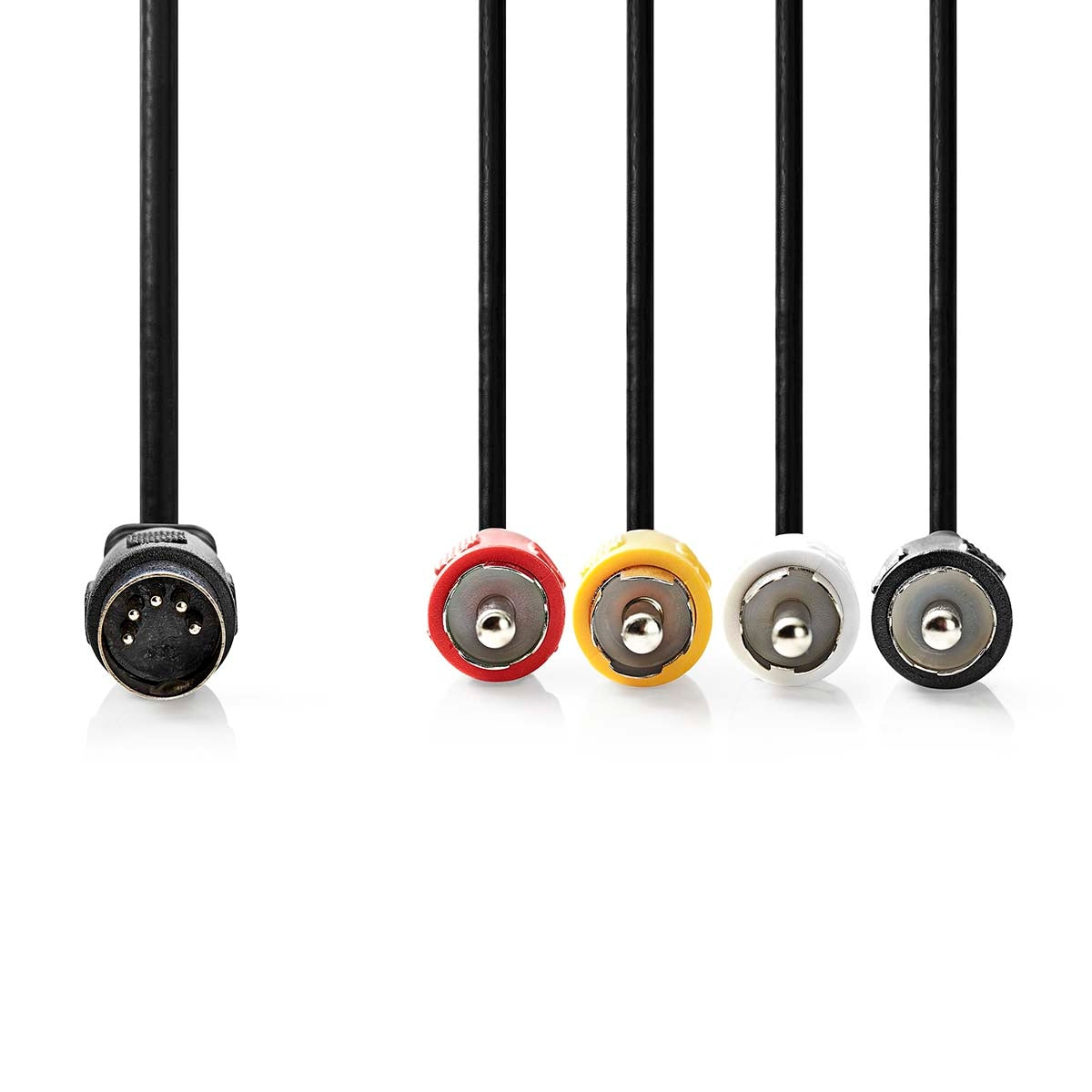 YOUR audio cable | DIN 5-Pin Male | 4x RCA Male | Nickel Plated | 1.00 m | Round | PVC | Black | Label