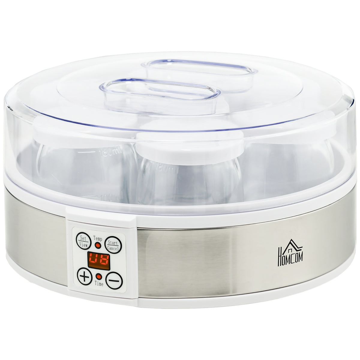 Yoghurt Maker Yoghurt Machine With 48 Hour Timer, With Temperature Setting, 7 Glasses Of 180 Ml Each, Automatic Switch-Off, 20 W, White