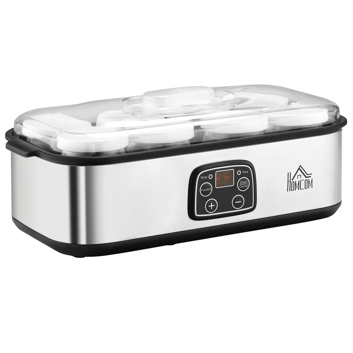Yogurt Maker 25W, Lcd Display, 8 Jars With Lids, 180Ml, Adjustable Temperature, Pc & Pp Plastic
