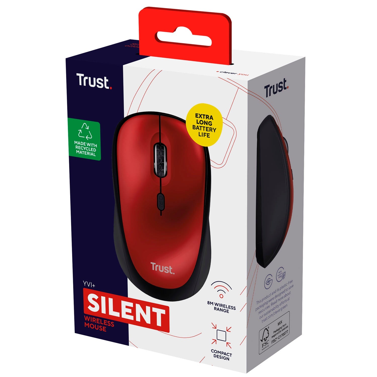 Yvi+ Wireless mouse Eco-design Red