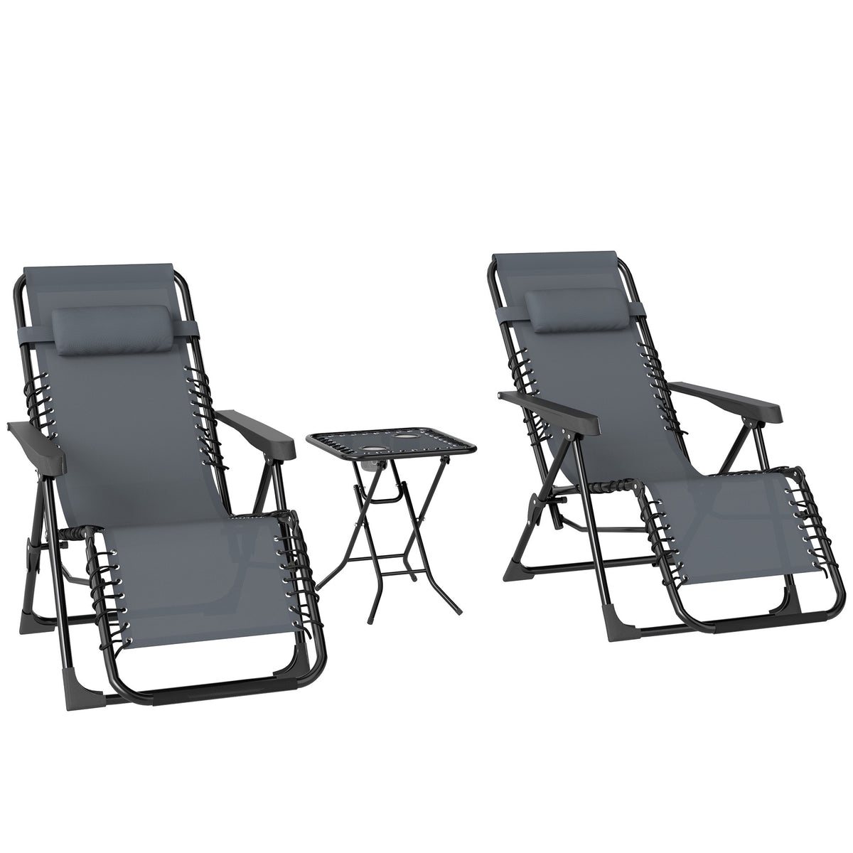 Zero Gravity Chair Set with Table, Adjustable Recline