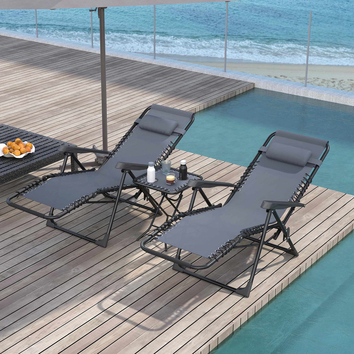 Zero Gravity Chair Set with Table, Adjustable Recline