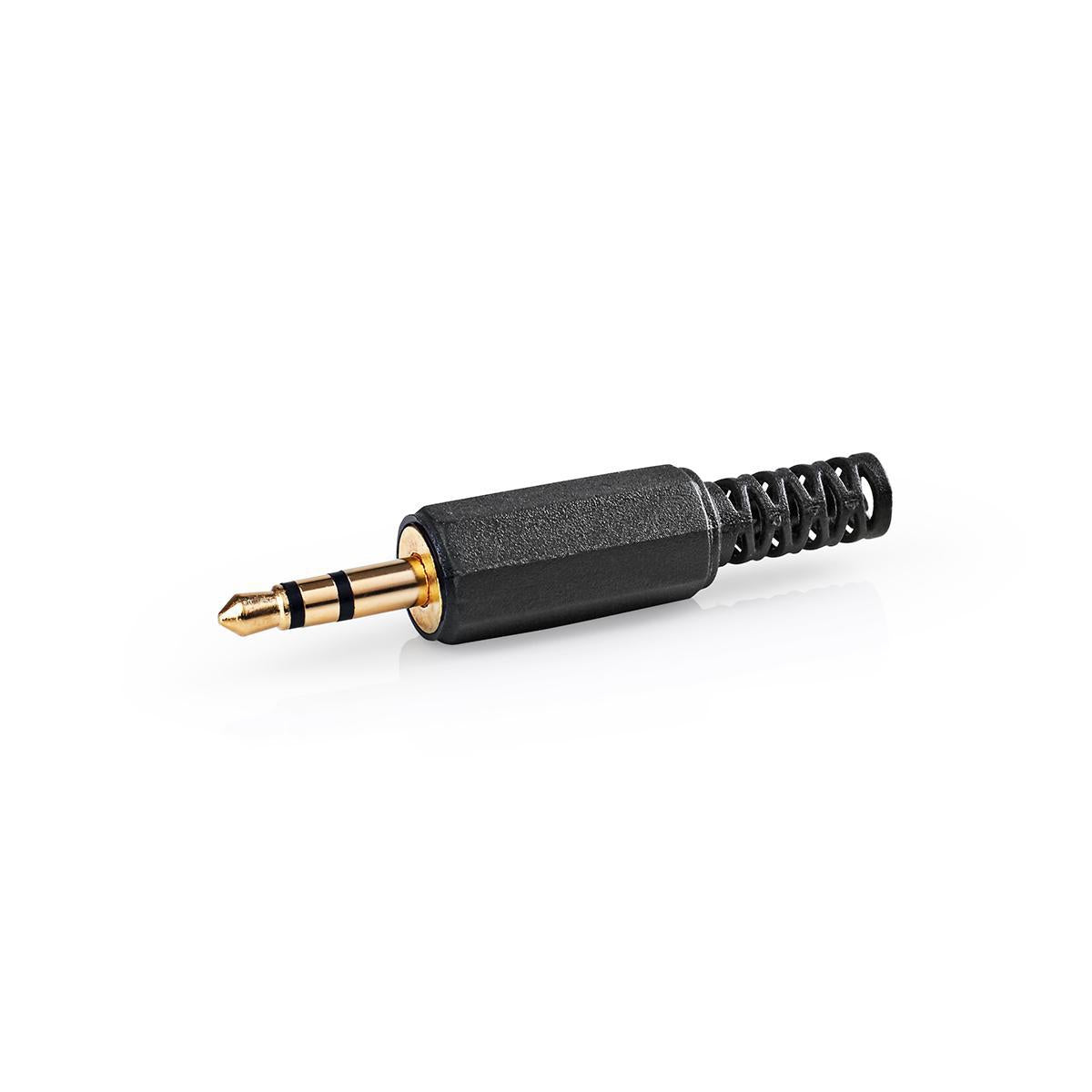 audio connector | Straight | Male | Gold Plated | Soldering | Cable input diameter: 4.0 mm | PVC | Gold / Black | 25 pcs. | Plastic bag