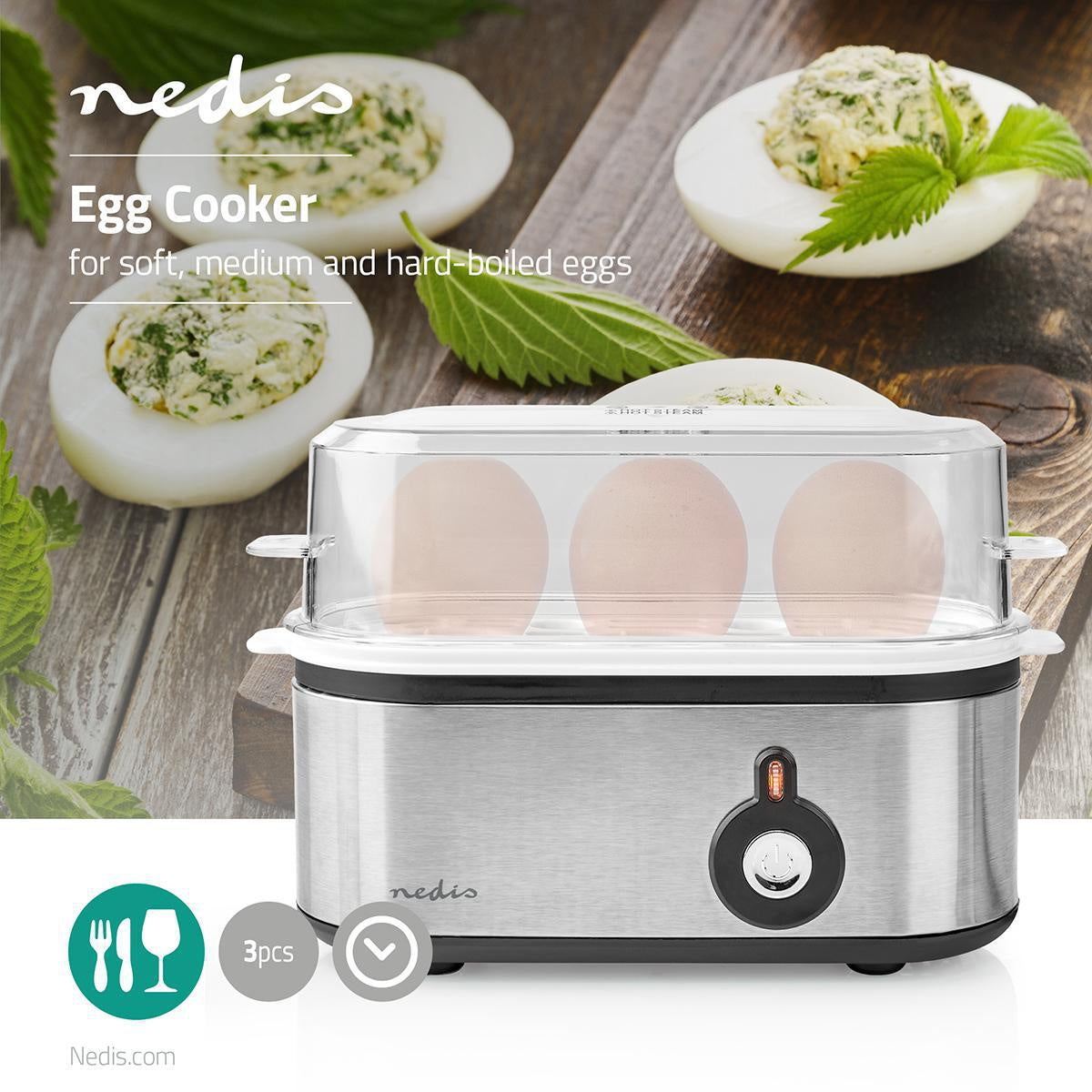 egg cooker | 3 eggs | The measuring glass | Aluminum / Black