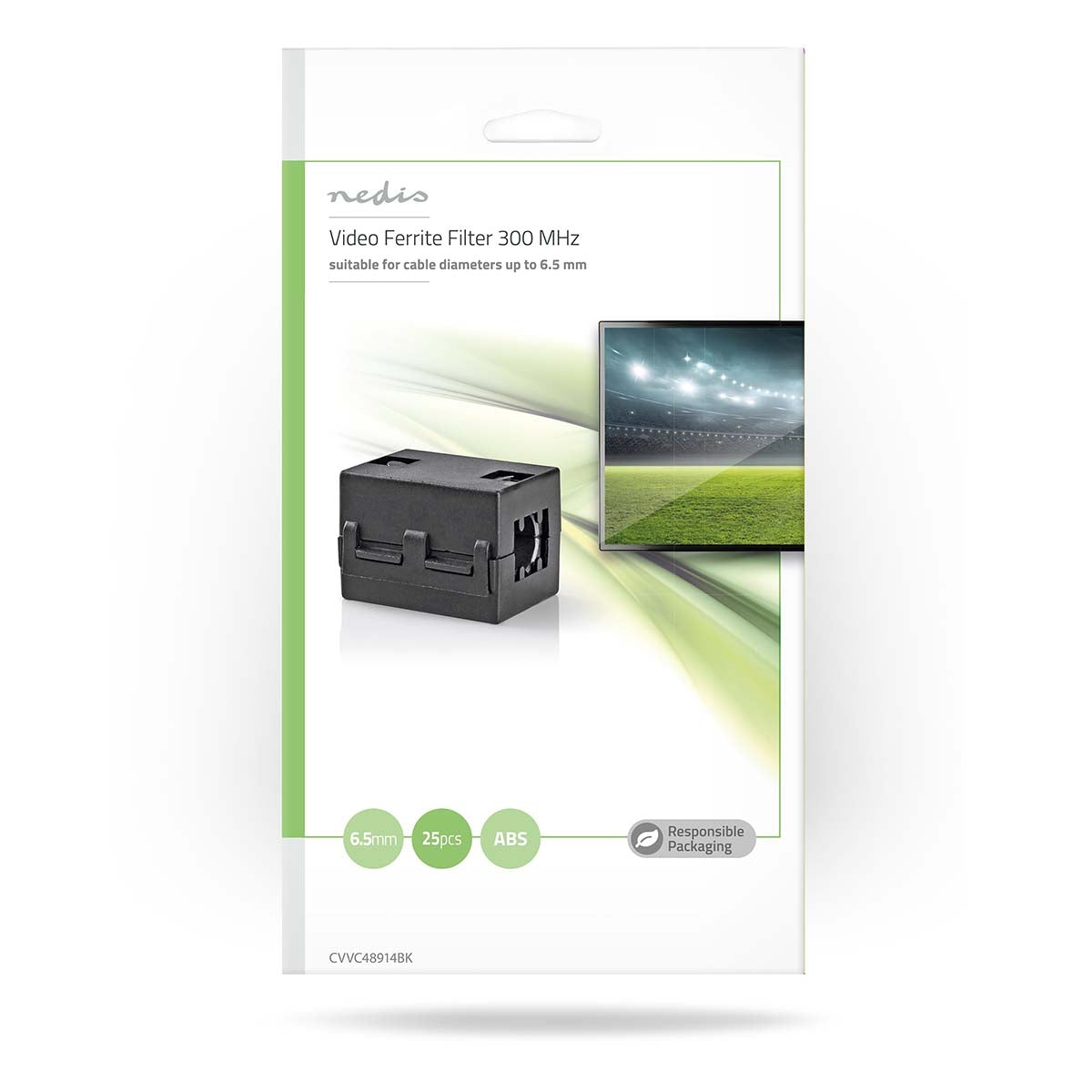 ferrite filter | 6.50 mm | ABS | Black | 25 pcs. | Plastic bag