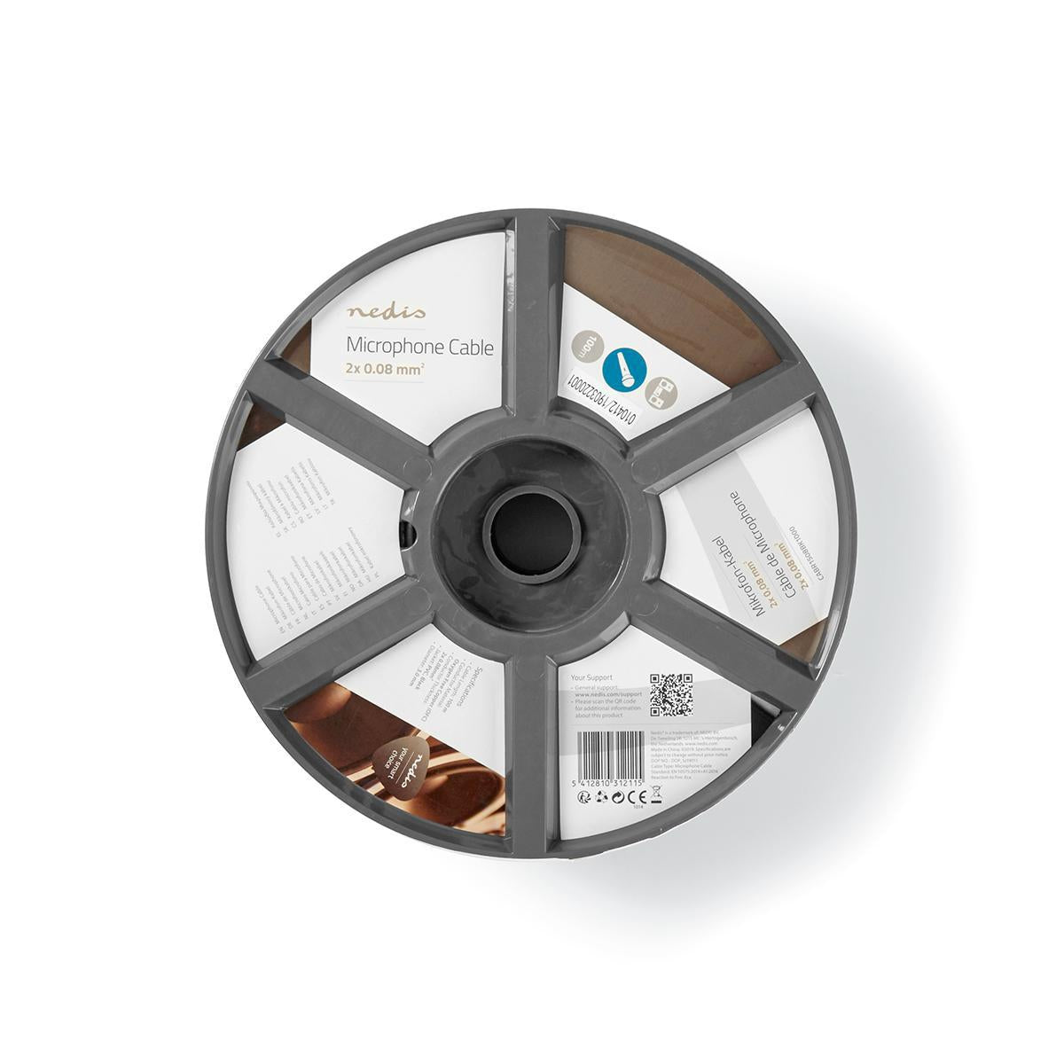 microphone cable | 2x 0.08 mm² | Copper | 100.0 m | Round | PVC | Black | Roll