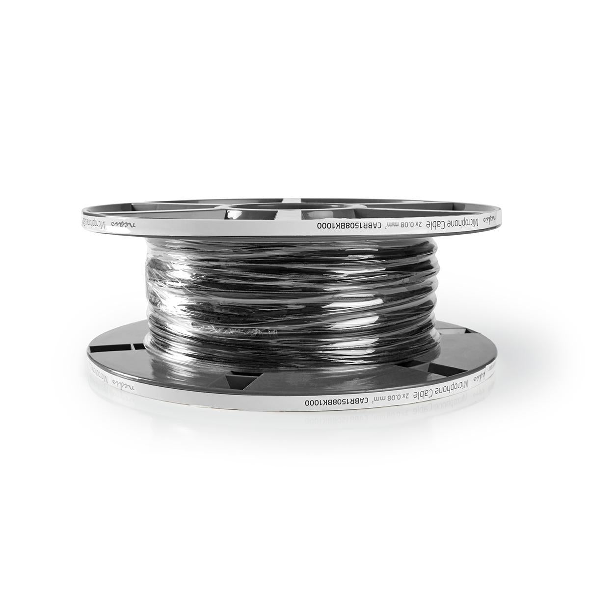 microphone cable | 2x 0.08 mm² | Copper | 100.0 m | Round | PVC | Black | Roll