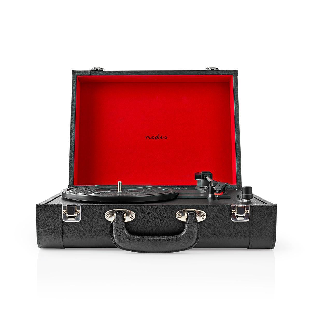 record player | 33 / 45 / 78 rpm | Belt Drive | 1x Stereo RCA | 18 W| Built-in (pre)amplifier | MDF / PU | Red / Black