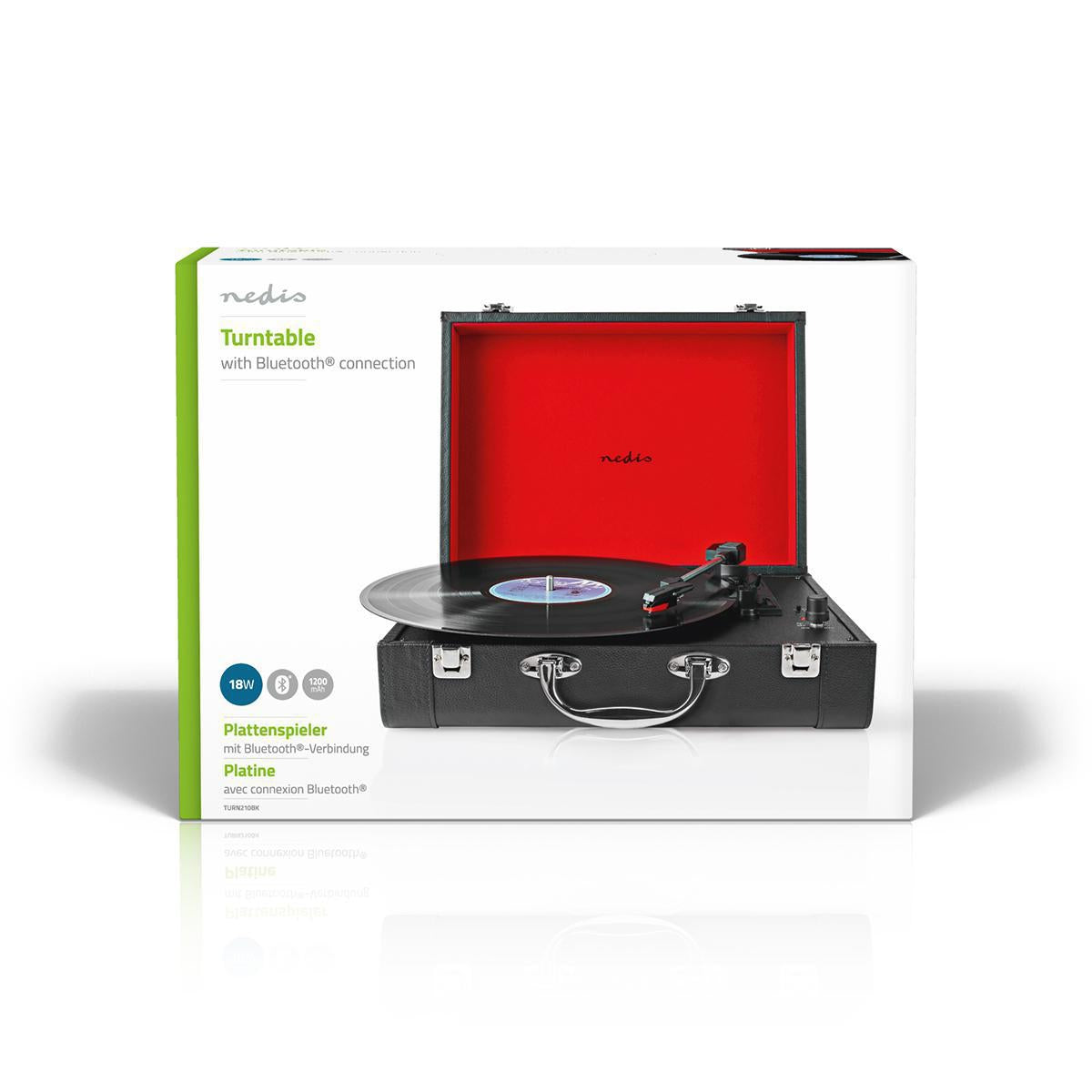 record player | 33 / 45 / 78 rpm | Belt Drive | 1x Stereo RCA | 18 W| Built-in (pre)amplifier | MDF / PU | Red / Black