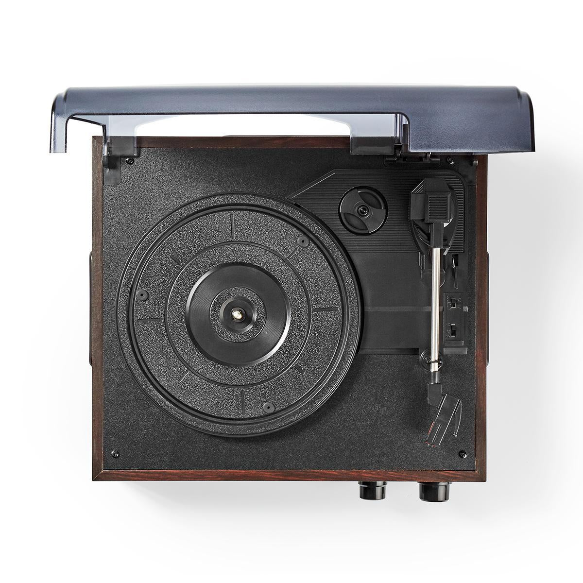 record player | 33 / 45 / 78 rpm | Belt Drive | 1x Stereo RCA | 18 W| Built-in (pre)amplifier | MP3 Conversion | ABS / MDF | Brown