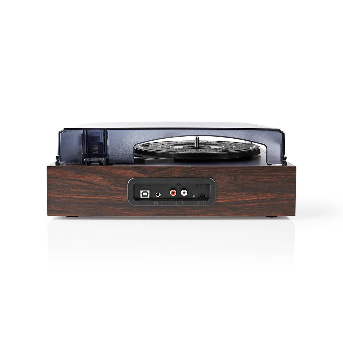 record player | 33 / 45 / 78 rpm | Belt Drive | 1x Stereo RCA | 18 W| Built-in (pre)amplifier | MP3 Conversion | ABS / MDF | Brown