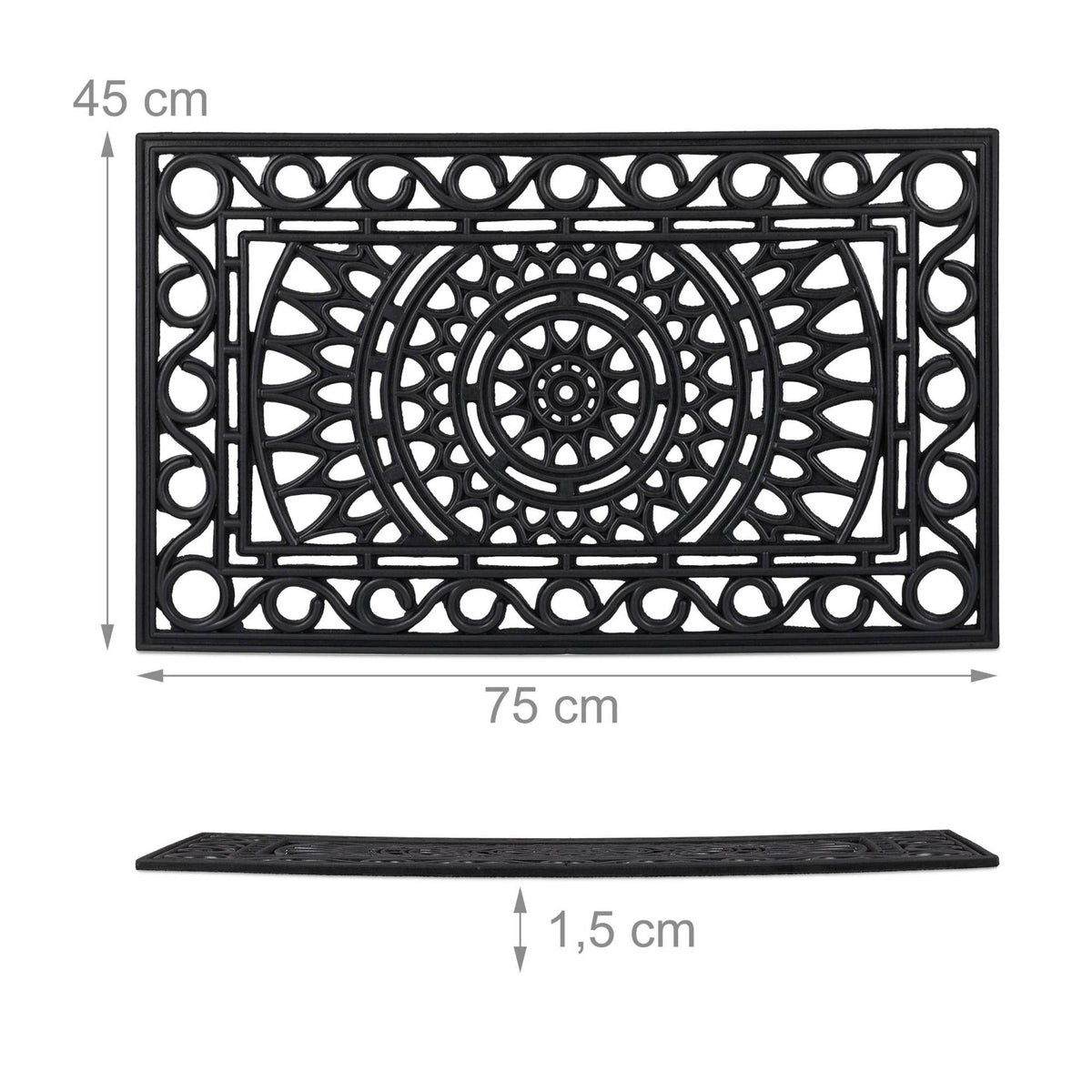 rectangular iron look rubber door mat