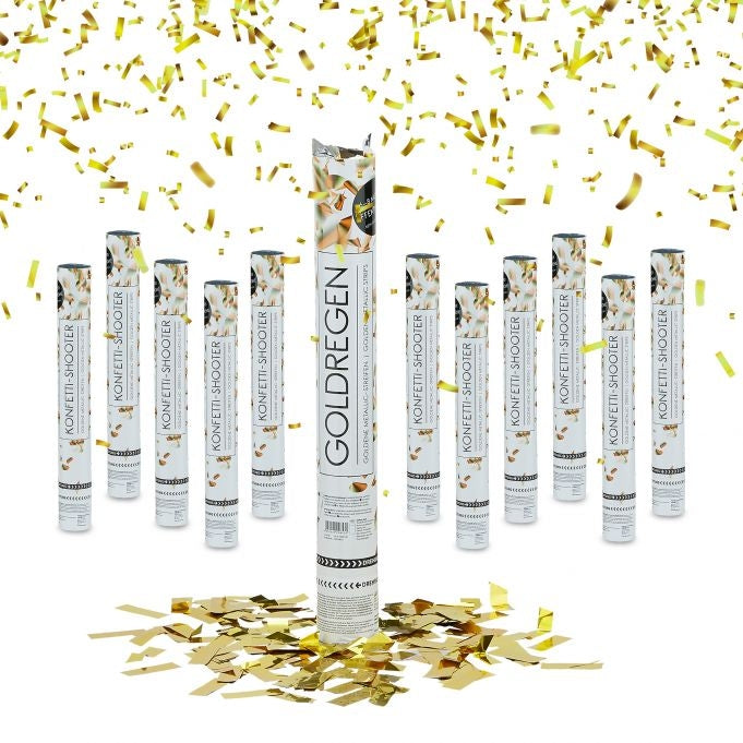 set of 12 Party Poppers "Golden rain" 40 cm