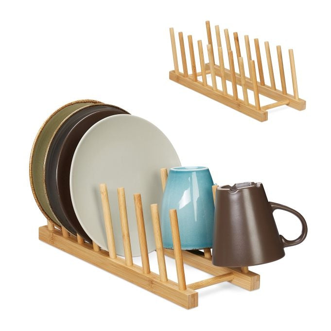set of 2 bamboo plate racks
