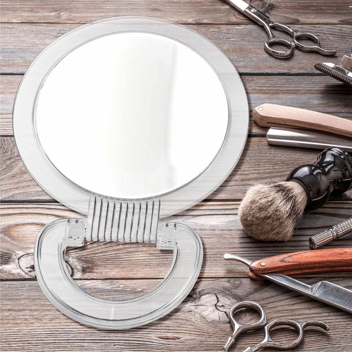 set of 2 mirrors with folding handle