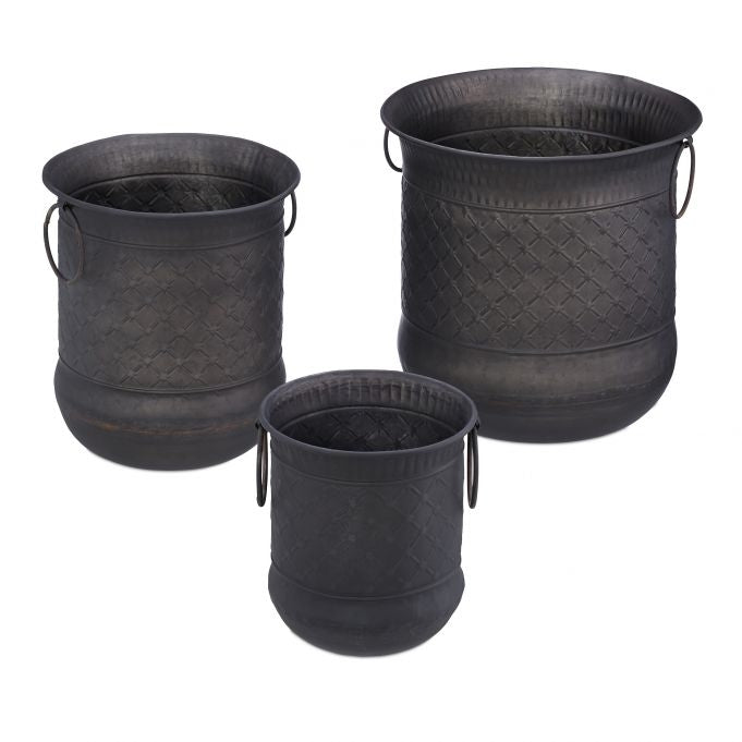 set of 3 antique flower pots