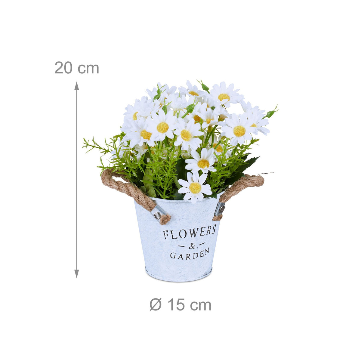 set of 3 artificial flowers in pot