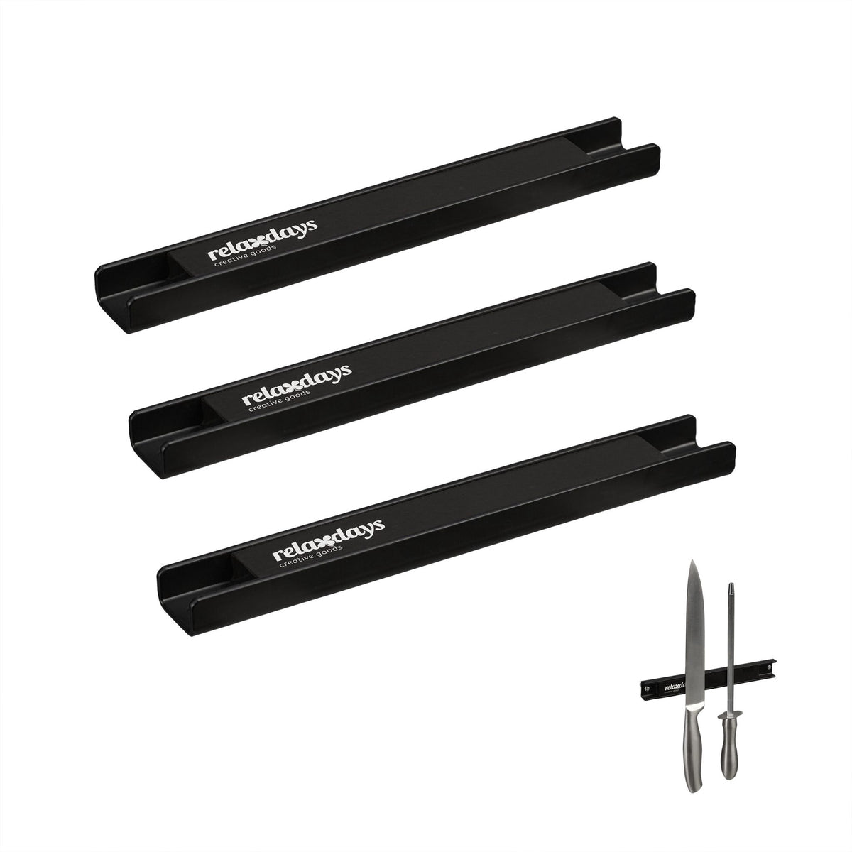 set of 3 steel magnetic bars