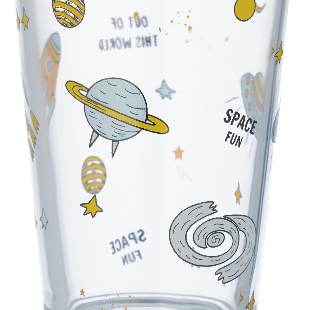 set of 4 children's glasses with a space motif