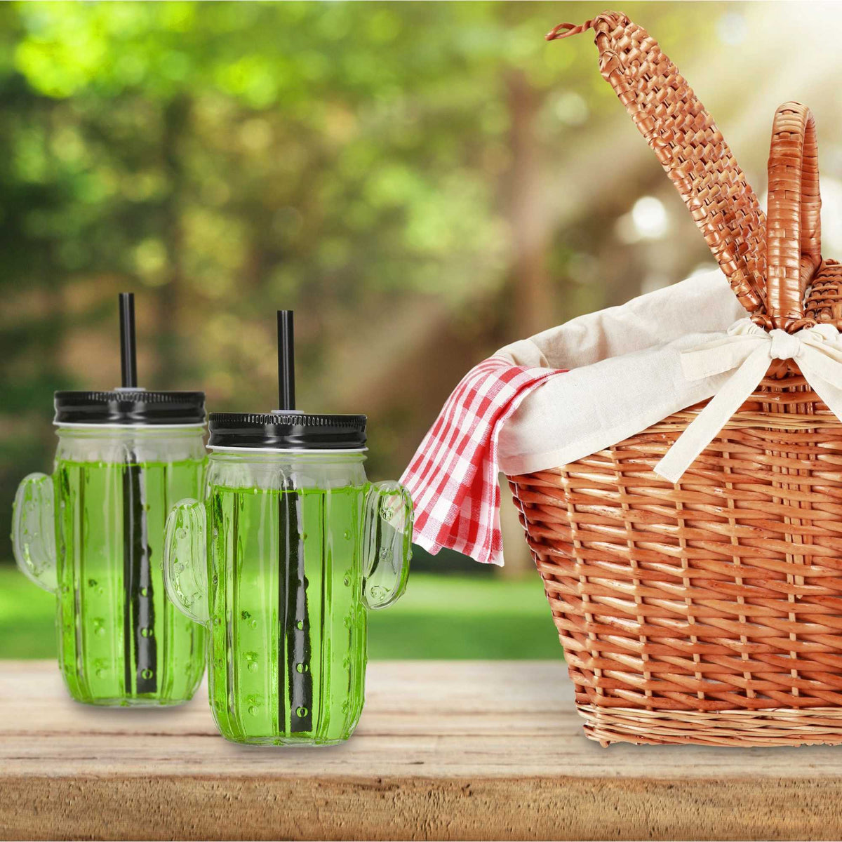 set of 8 drinking glasses Cactus with straw