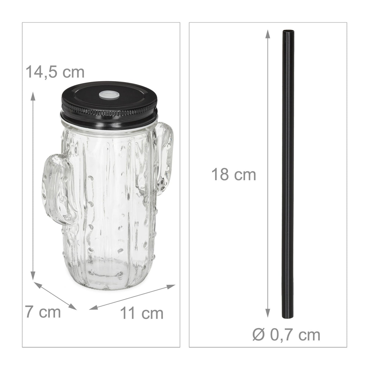 set of 8 drinking glasses Cactus with straw