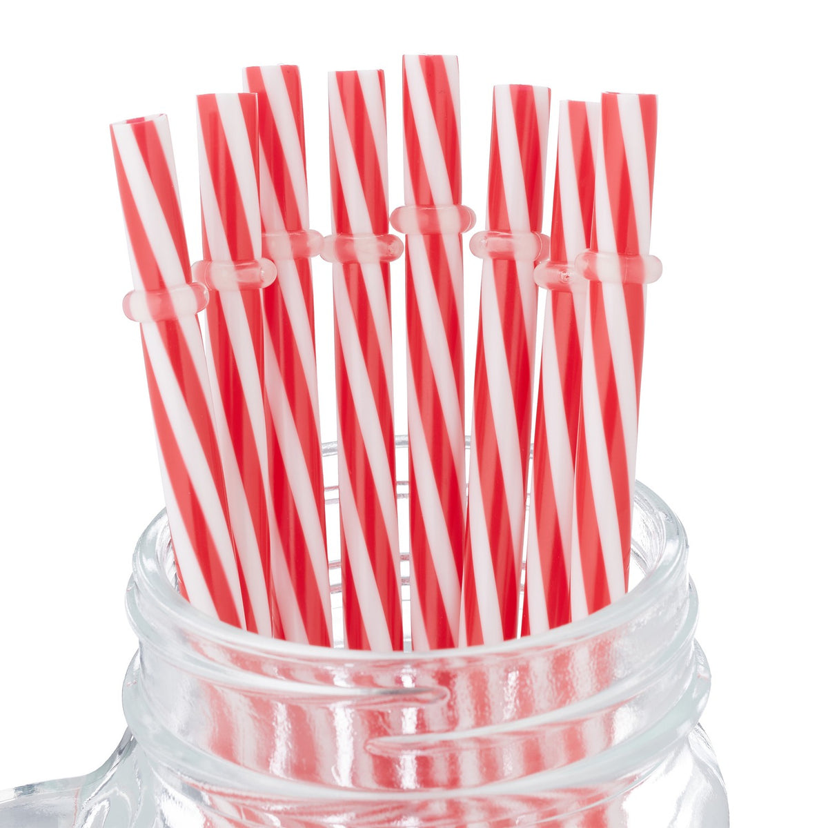 set of 8 drinking glasses with red lids