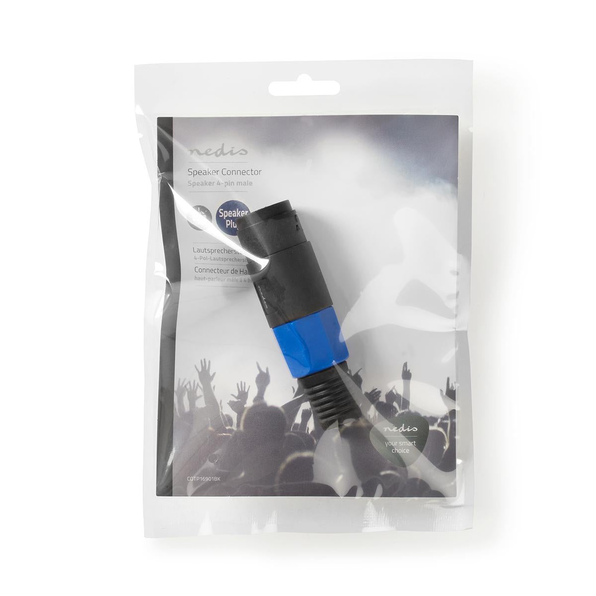 speakers contact | Straight | Male | Nickel Plated | Solder | Cable input diameter: 8.0 mm | ABS | Black | 1 pc. | Plastic bag